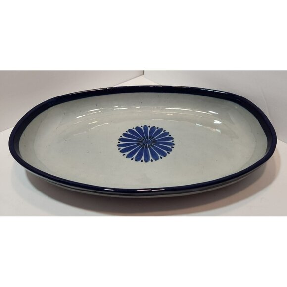 Vtg Ken Edwards El Palomar Guadalajara Blue Large 18" Oval Serving Bowl SIgned - Picture 1 of 12
